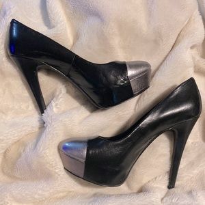 BCBG Generation stilettos. Black and silver. Size 7.5 Lightly worn. Like new